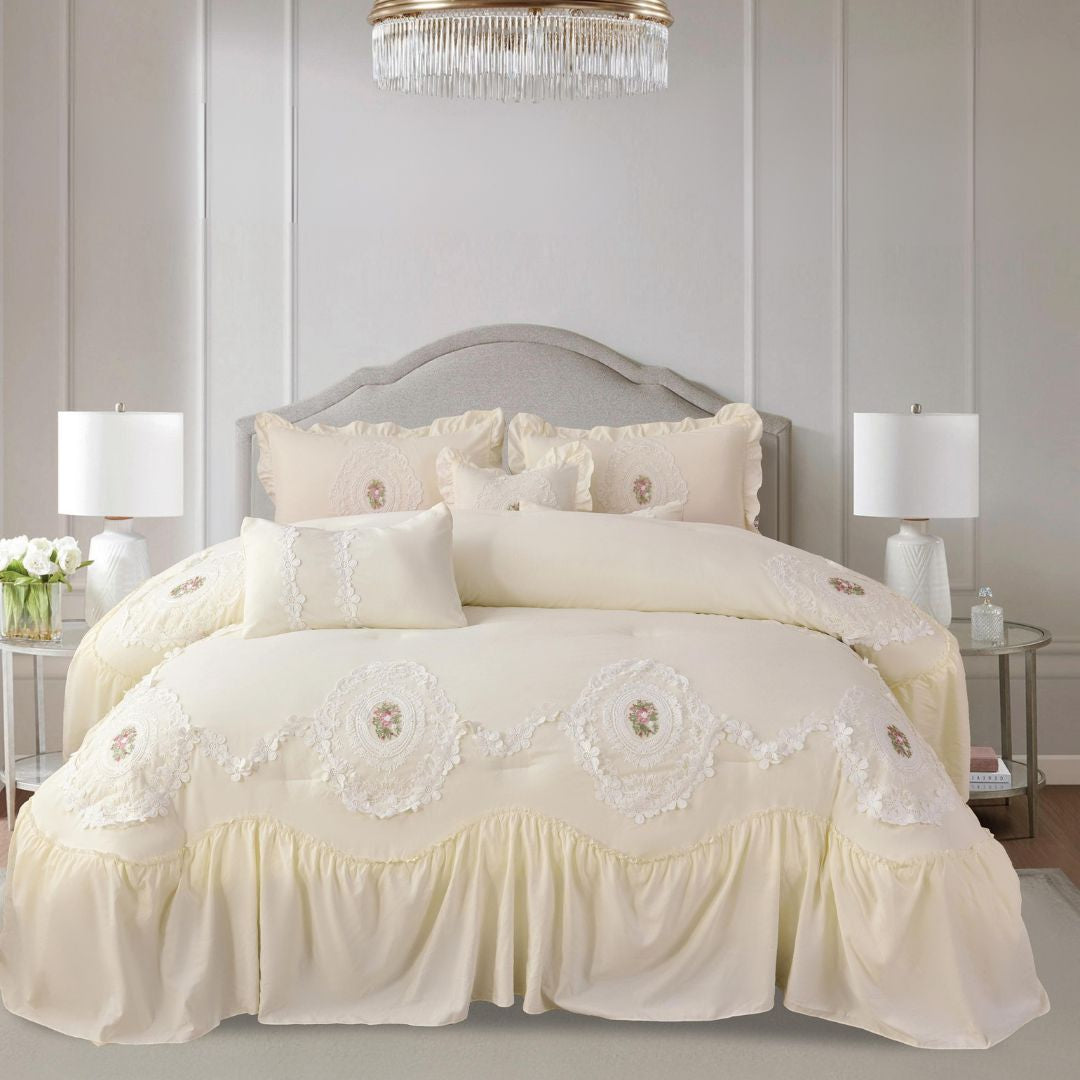 Victorian 7 Pcs Wedding Bedding Set - The Gharnish - A Unit of Satkala Creations
