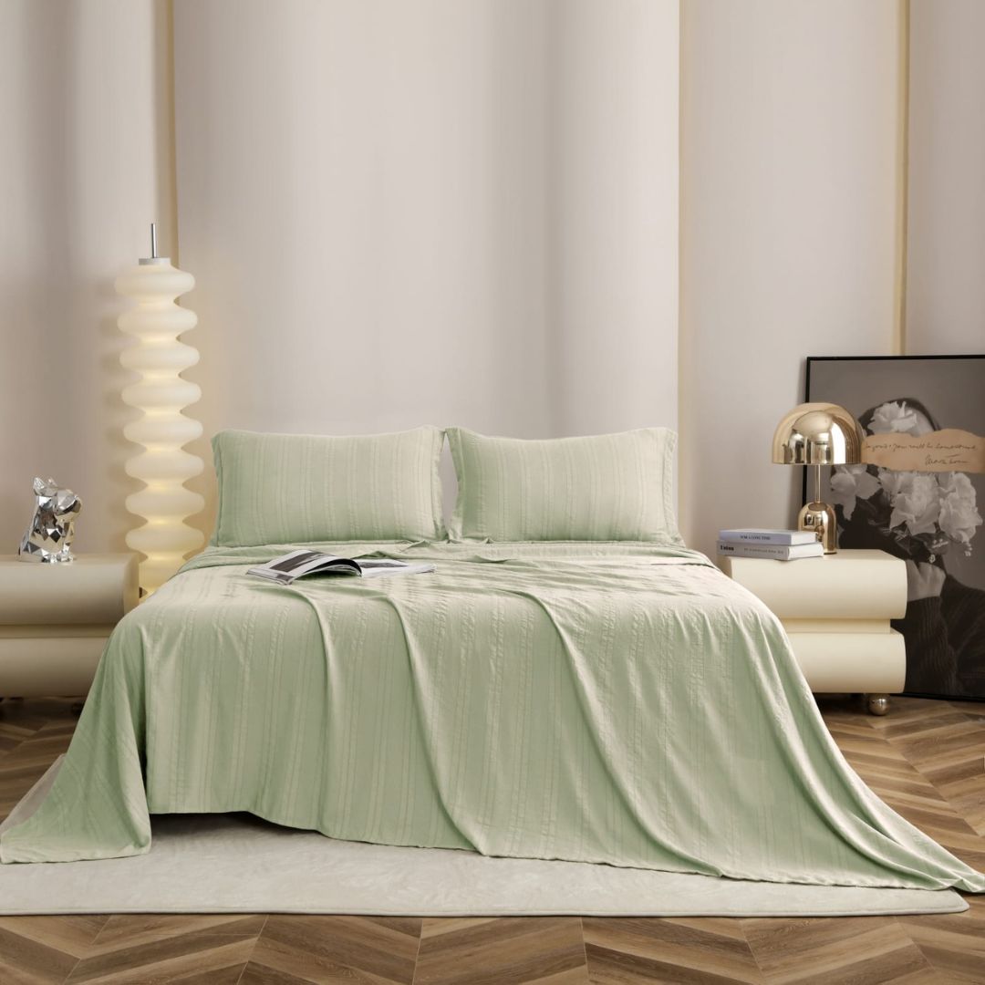 Soft English colors premium bedsheet 3-piece set by The Gharnish, featuring comfortable bedding with elegant design and vibrant hues.