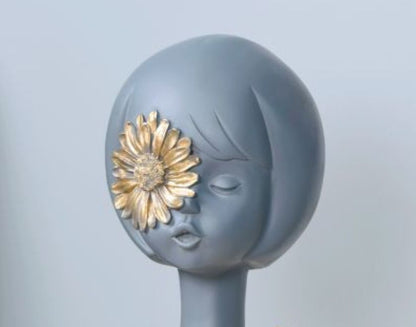 Abstract Springtime Girl Sculpture With Sparrow