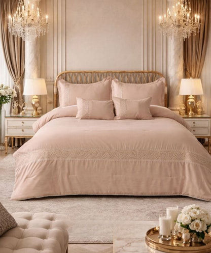 Luxury king size comforter set by The Gharnish, super soft 4-piece imported bedding for all seasons, plush and comfortable.
