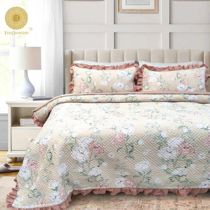 Waffle Quilted Bedcover With Frill