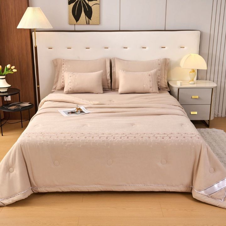 Dazzle Quilted Embroidered 6 Pcs Bedding Set - The Gharnish - A Unit of Satkala Creations