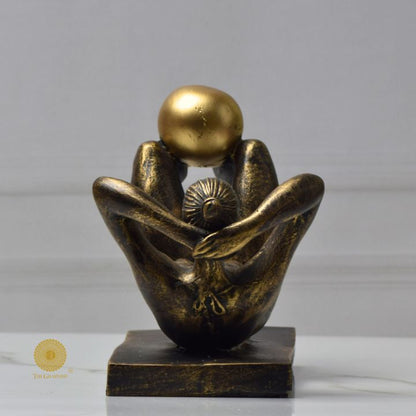 Golden Ball Yoga Lady Statue