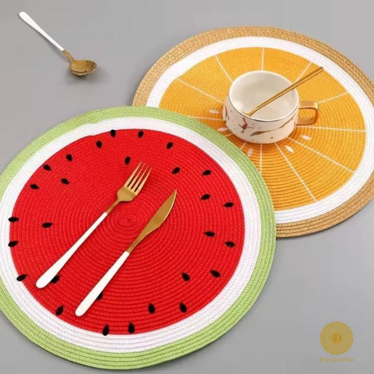 Watermelon/Lemon Woven Table Mat