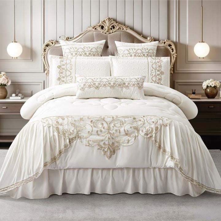 Safia 7 Piece Luxury Embroidered Bedding Set