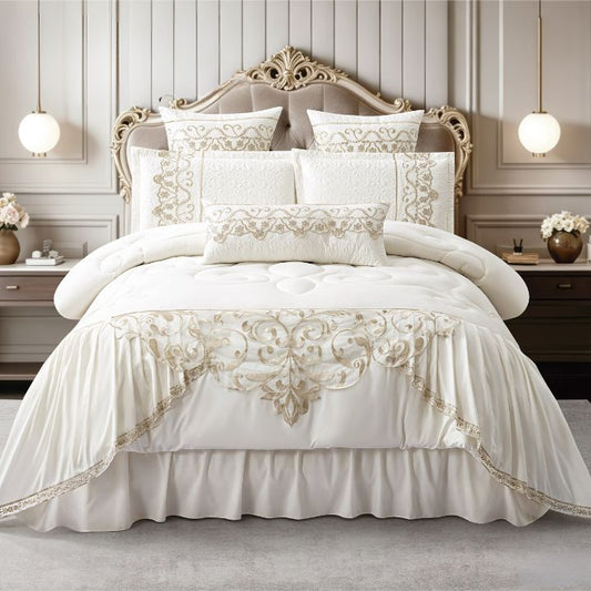 Safia 7 Piece Luxury Embroidered Bedding Set