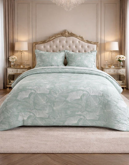 Reversible king size bedding bedcover with lightweight jacquard quilted design by The Gharnish, showcasing intricate patterns and texture.