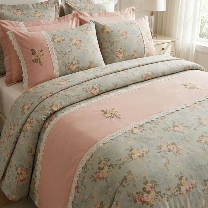 Floriana King size all-season comforter set by The Gharnish, includes four-piece premium bedding with cozy, stylish design.