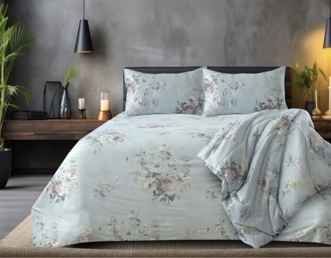 Spanish Floral 4-piece comforter set by The Gharnish featuring colorful floral patterns for all-season cozy bedding.