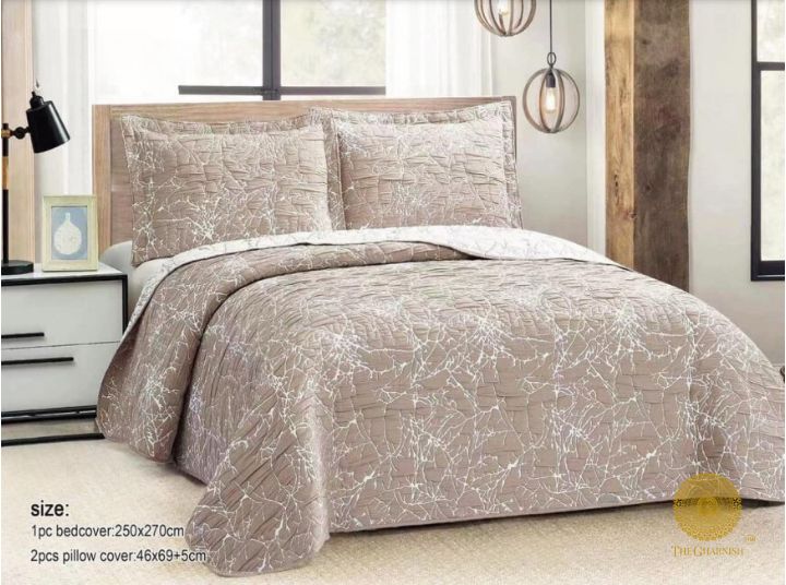 Stanley 3 Pcs Quilted 360GSM Bedcover Set - The Gharnish - A Unit of Satkala Creations