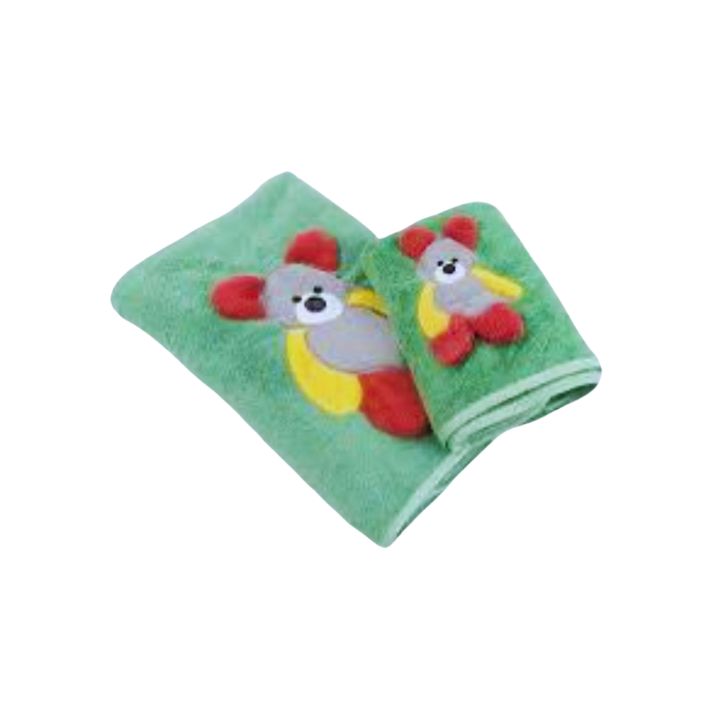 Cuddly Bear Embroidered Towel Set – Soft Cotton Towels for Kids & Toddlers - The Gharnish - A Unit of Satkala Creations