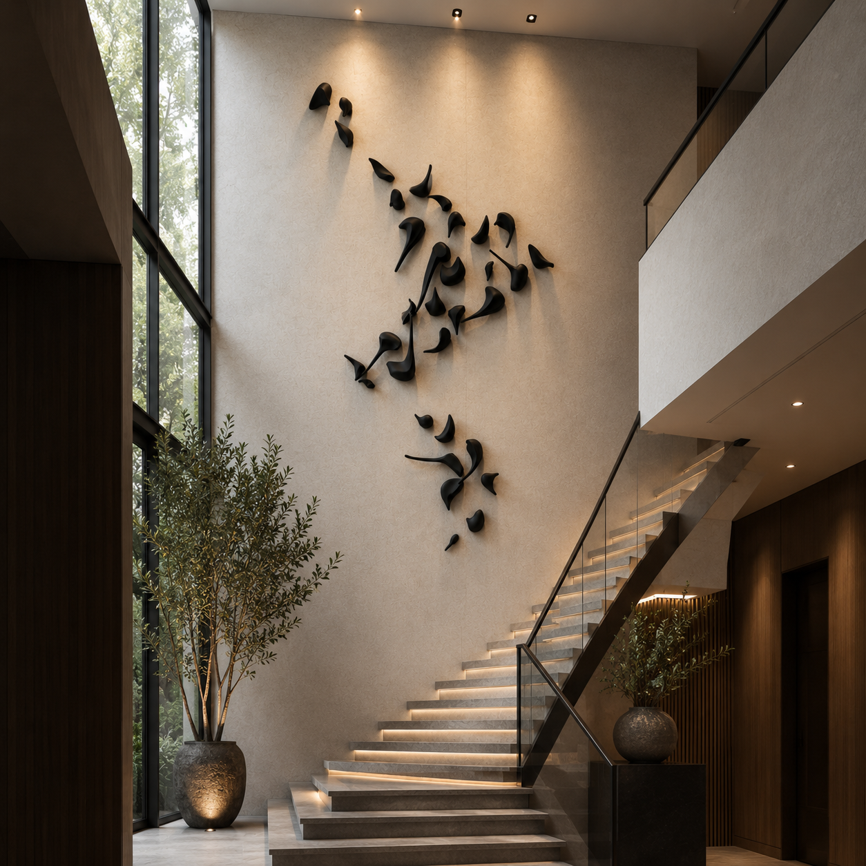 Resin wall art sculpture titled Flight of Freedom by The Gharnish, featuring a dynamic design with intricate details on a wall display.