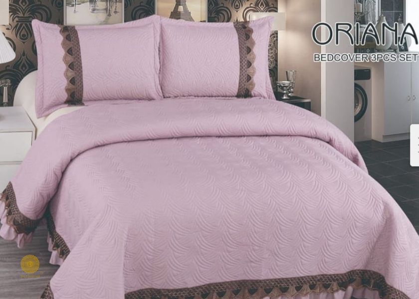 Oriana Quilted King Size bedding Set with Frill - The Gharnish - A Unit of Satkala Creations