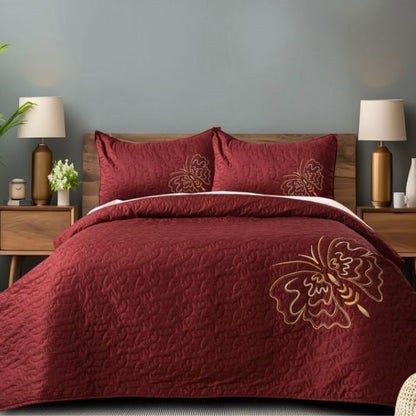 Queen Art Embroidery Bedcover Set of 3