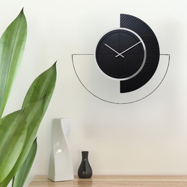 Modern Fusion Half-Moon Wall Clock
