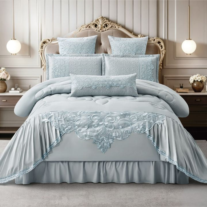 Safia 7 Piece Luxury Embroidered Bedding Set