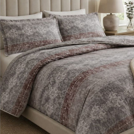 Ashwood Luxe Geometric Bedcover Set from The Gharnish, stylish bedding with modern geometric patterns in neutral tones.