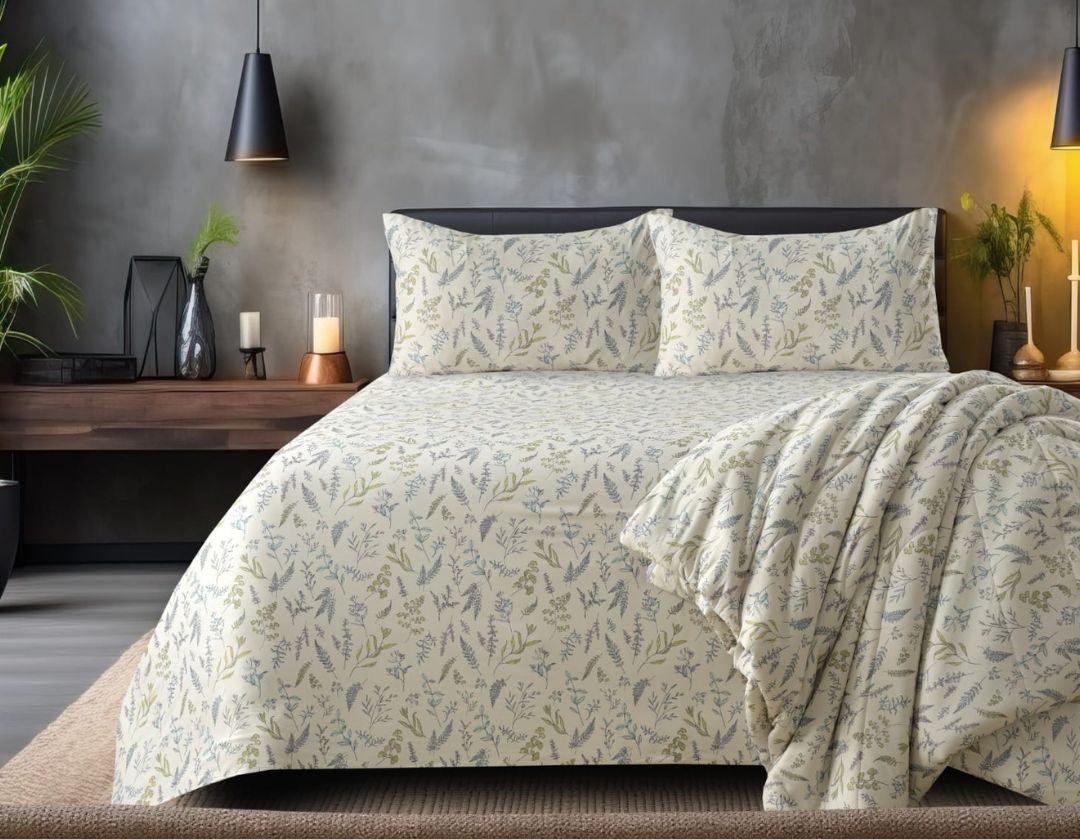 Spanish Floral 4-piece comforter set by The Gharnish featuring colorful floral patterns on soft fabric for all-season comfort