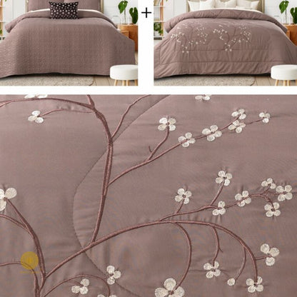 Orchid Set of 5 Quilted Bedcover With Embrodeiry