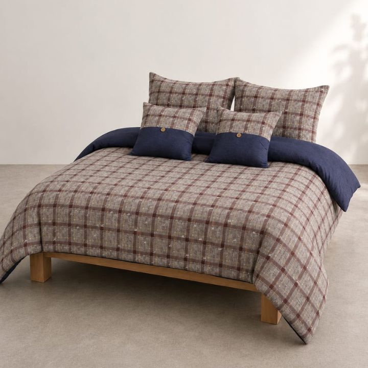 Gingham 6-piece premium comforter set by The Gharnish featuring a classic checkered bedding design in soft, comfortable fabric.