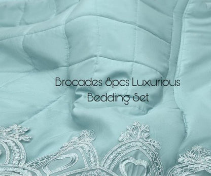BROCADE Super Soft Luxurious 8pcs Beddings set - The Gharnish - A Unit of Satkala Creations