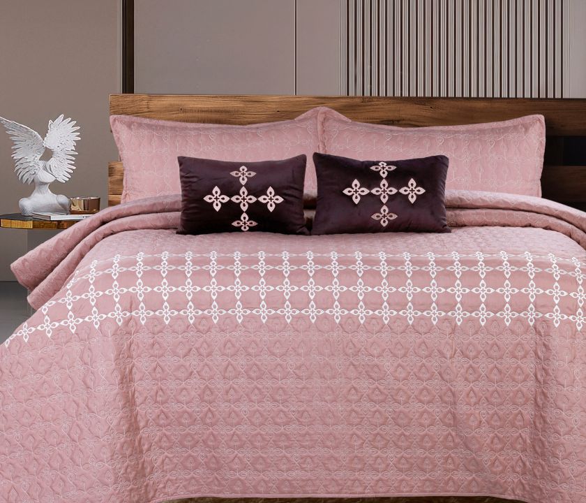 Alpine Premium Quilted Double Bed Super Soft Embossed Embroidered 5-Piece Bedding Set - The Gharnish - A Unit of Satkala Creations