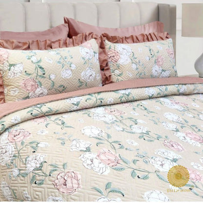 Waffle Quilted Bedcover With Frill