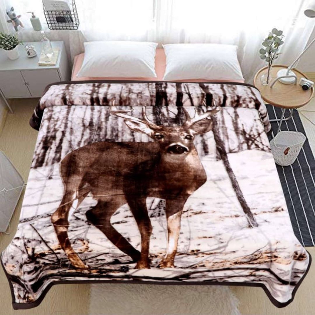 Ultra Soft & Premium Heavy Panel Design Wildlife Cloudy Blanket - The Gharnish - A Unit of Satkala Creations