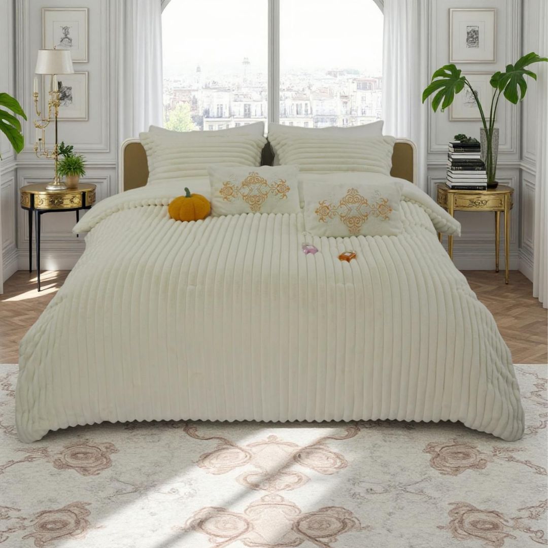 Rabbit Fur 6pcs Winter Bedding set - The Gharnish - A Unit of Satkala Creations