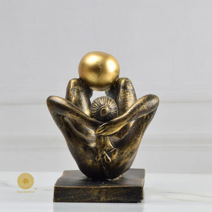 Golden Ball Yoga Lady Statue