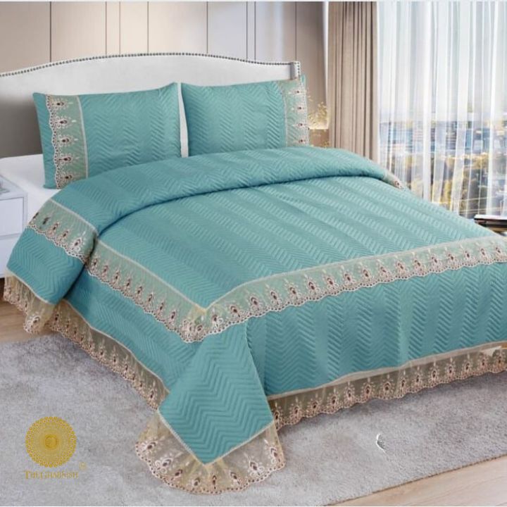 Stella Premium Ultrasonic Bedcover with Frill - The Gharnish - A Unit of Satkala Creations