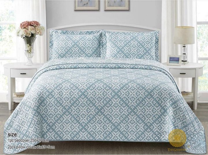 Stanley 3 Pcs Quilted 360GSM Bedcover Set - The Gharnish - A Unit of Satkala Creations