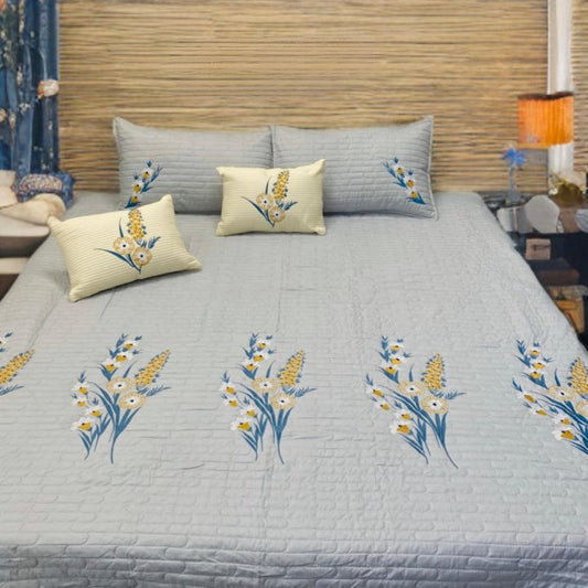 Luxury Quilted Bedspread With Beautiful Embroidery - The Gharnish - A Unit of Satkala Creations