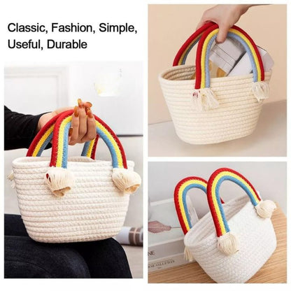 Girls Cute Rainbow Handle Bag – Stylish & Fun Accessory for Little Fashionistas - The Gharnish - A Unit of Satkala Creations