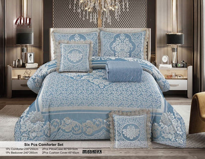 Luxury Royal 6-Piece Bedding Set | Quilted Comforter, Bedspread & Pillow Covers - The Gharnish - A Unit of Satkala Creations