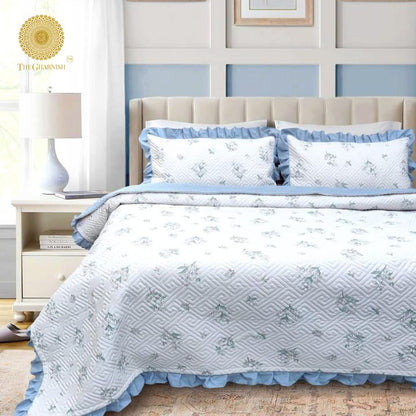 Waffle Quilted Bedcover With Frill