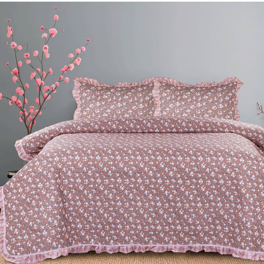 Benzo 3 Pcs Premium Cotton Quilted Bedding Set - The Gharnish - A Unit of Satkala Creations