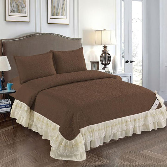Royal Elegance Designer Quilted Bedcover with Frill & Lace Detailing - The Gharnish - A Unit of Satkala Creations