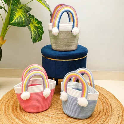Girls Cute Rainbow Handle Bag – Stylish & Fun Accessory for Little Fashionistas - The Gharnish - A Unit of Satkala Creations