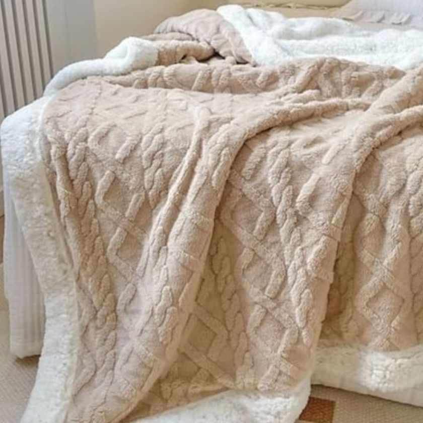 Premium Quality Imported Knitted Sherpa Blanket - The Gharnish - A Unit of Satkala Creations