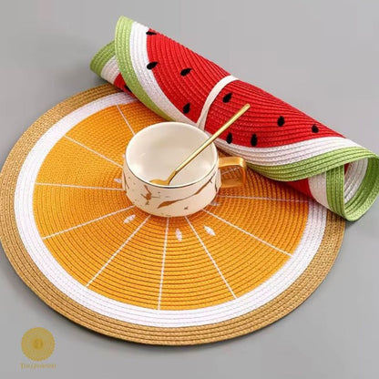 Watermelon/Lemon Woven Table Mat