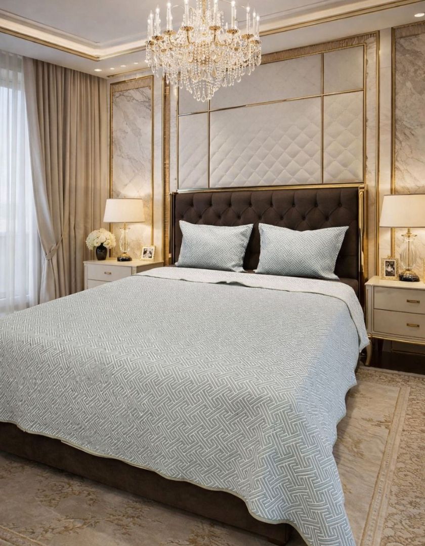 Reversible king-size lightweight jacquard quilted bedcover by The Gharnish featuring intricate patterns and soft fabric.
