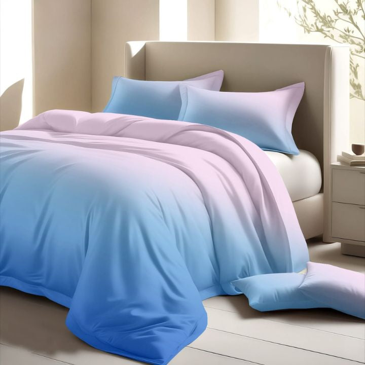 Colorful cotton bedding from The Gharnish Ombrey series with vibrant patterns and 300 TC for soft, durable comfort.