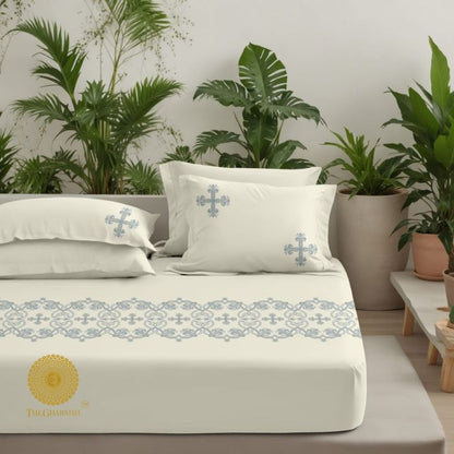 Premium Quilted Embroidered Bedcover With Matching Pillow Covers