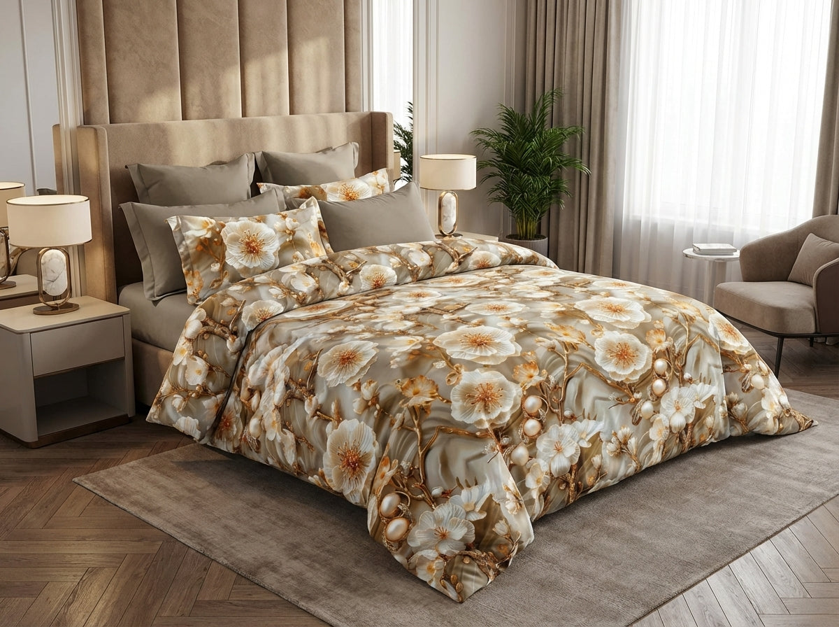 Kids corner Blossom Series king size 7D printed bedsheet by The Gharnish, featuring colorful floral patterns on soft fabric.