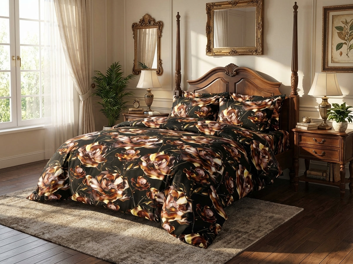 King size Blossom Series kids corner bedsheet by The Gharnish with 7D printed floral design on soft fabric.