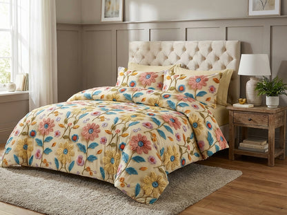 Kids corner Blossom Series king size 7D printed bedsheet by The Gharnish with vibrant floral patterns on soft fabric.
