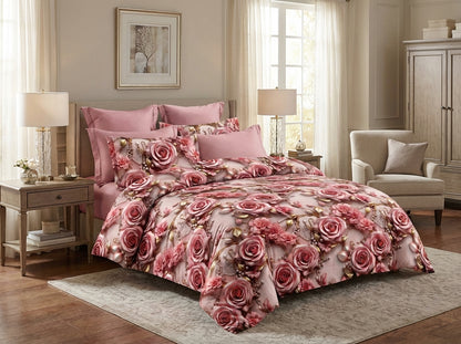 Colorful Blossom Series king size 7D printed bedsheet from The Gharnish, featuring vibrant floral patterns for kids' bedroom decor.