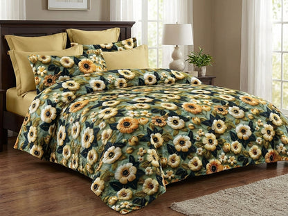 Eternal Blossom 7D print bedsheet set by The Gharnish featuring floral design and soft fabric for comfortable bedding.