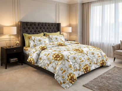 Eternal Blossom 7D print bedsheet set by The Gharnish, featuring floral pattern and soft fabric for a comfortable bedroom decor.